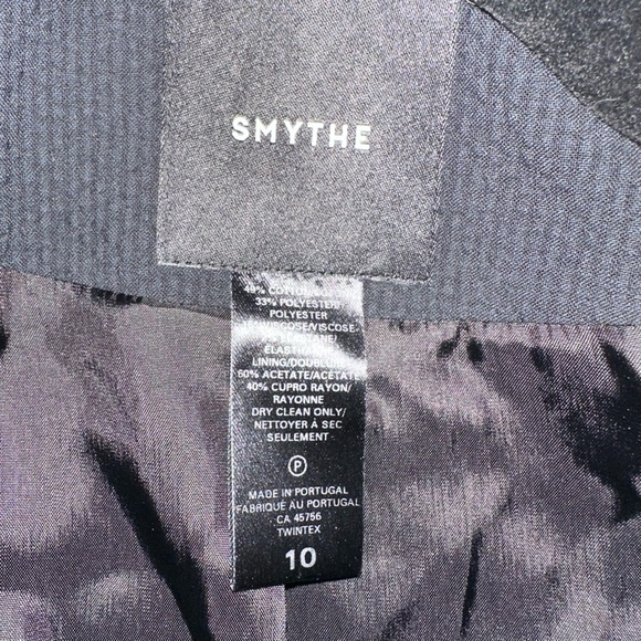 SMYTHE scrunch sleeve long line blazer - black seersucker - Picture 8 of 11